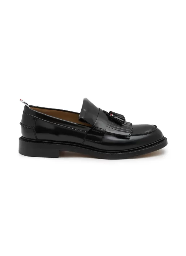 Flats>THOM BROWNE Goodyear Tasseled Leather Loafers