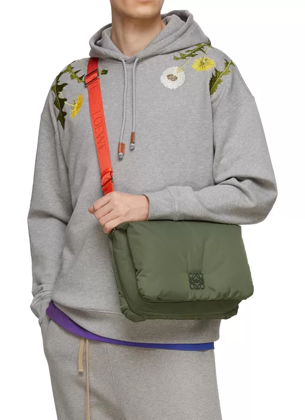 Shoulder Bags>LOEWE Goya' Logo Jacquard Strap Nylon Puffer Messenger Bag