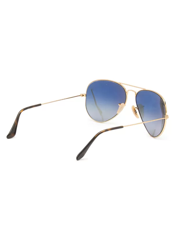 Eyewear>RAY BAN Gradient Grey Lens Gold Toned Metal Aviator Sunglasses