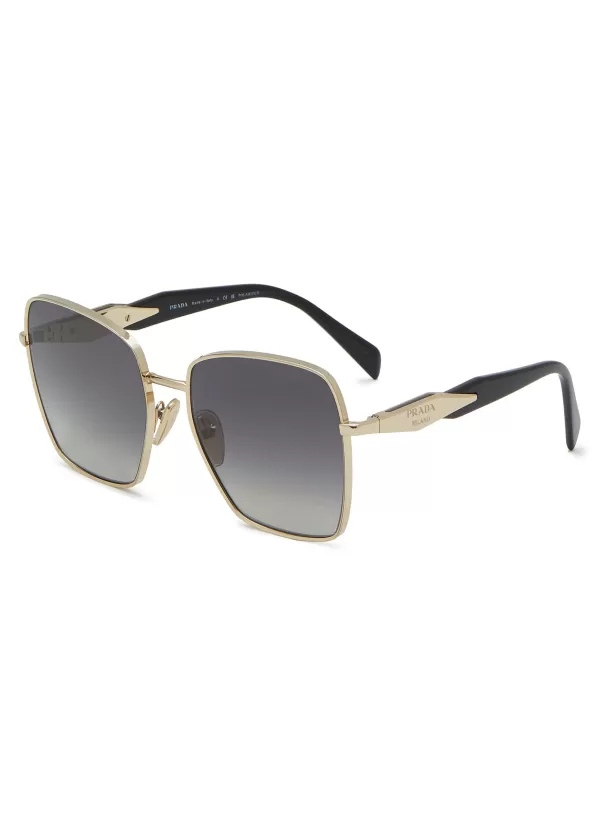 Eyewear>PRADA Gradient Lens Metal Square Sunglasses