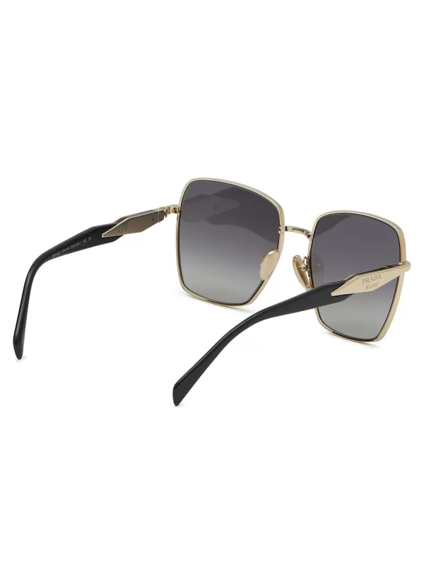 Eyewear>PRADA Gradient Lens Metal Square Sunglasses