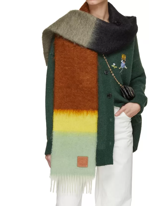 Scarves & Wraps>LOEWE Gradient Stripe Mohair Wool Scarf