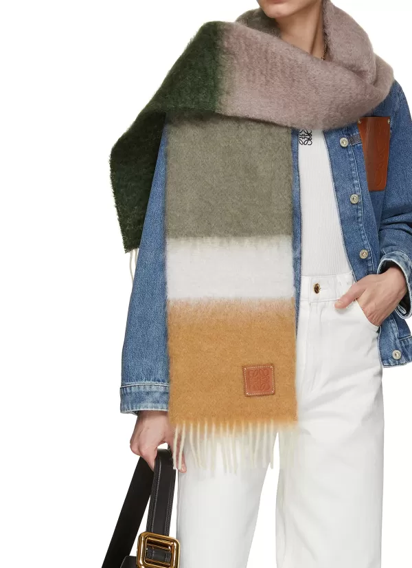 Scarves & Wraps>LOEWE Gradient Stripe Mohair Wool Scarf