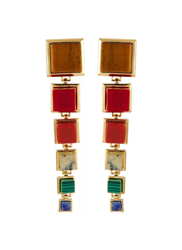 Fashion Jewellery>EDDIE BORGO Graduated Cube 12K Gold Plated Metal Earrings