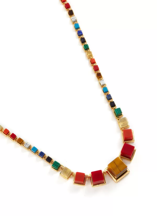 Fashion Jewellery>EDDIE BORGO Graduated Cube 12K Gold Plated Metal Necklace