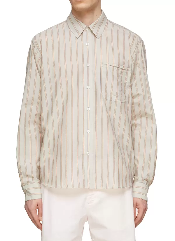 Shirts>ORLEBAR BROWN Grasmoor Striped Cotton Shirt