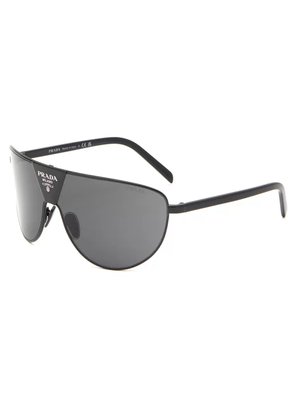 Eyewear>PRADA Grey Lens Metal Rectangle Sunglasses