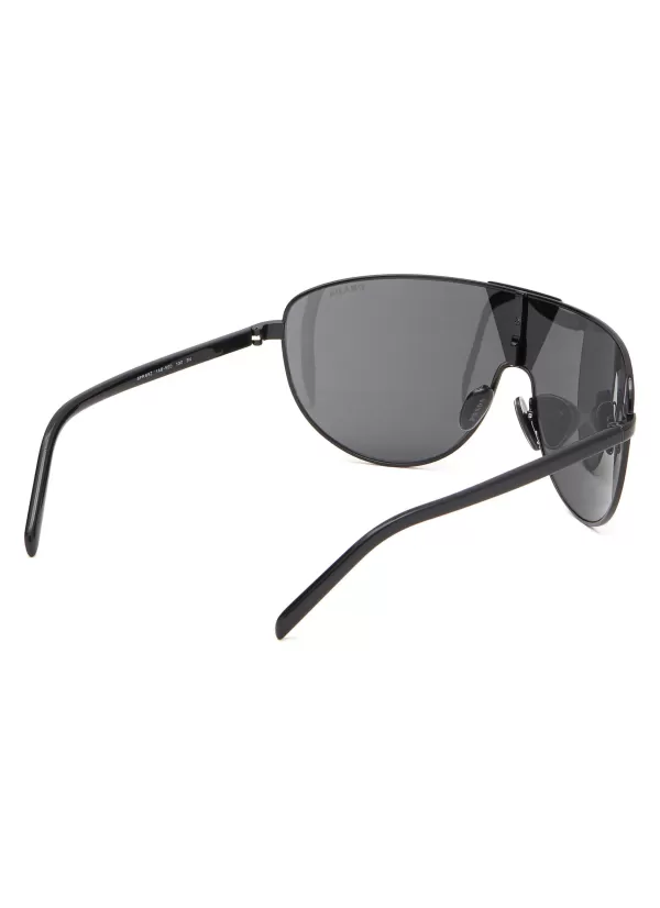 Eyewear>PRADA Grey Lens Metal Rectangle Sunglasses