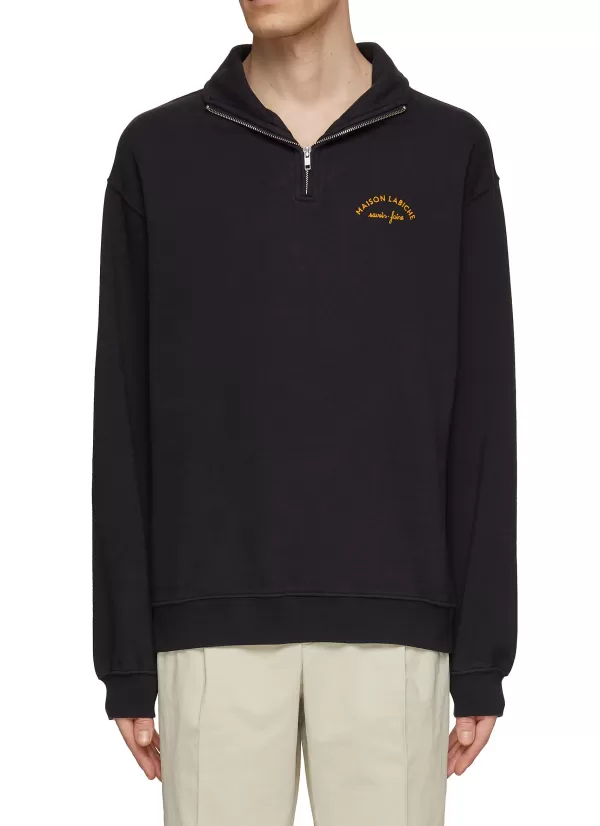 Pullovers & Hoodies>MAISON LABICHE Half Zip Logo Sweatshirt