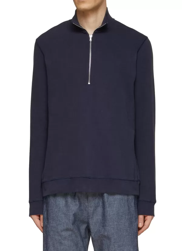 Pullovers & Hoodies>SUNSPEL Half Zip Loopback Cotton Sweatshirt