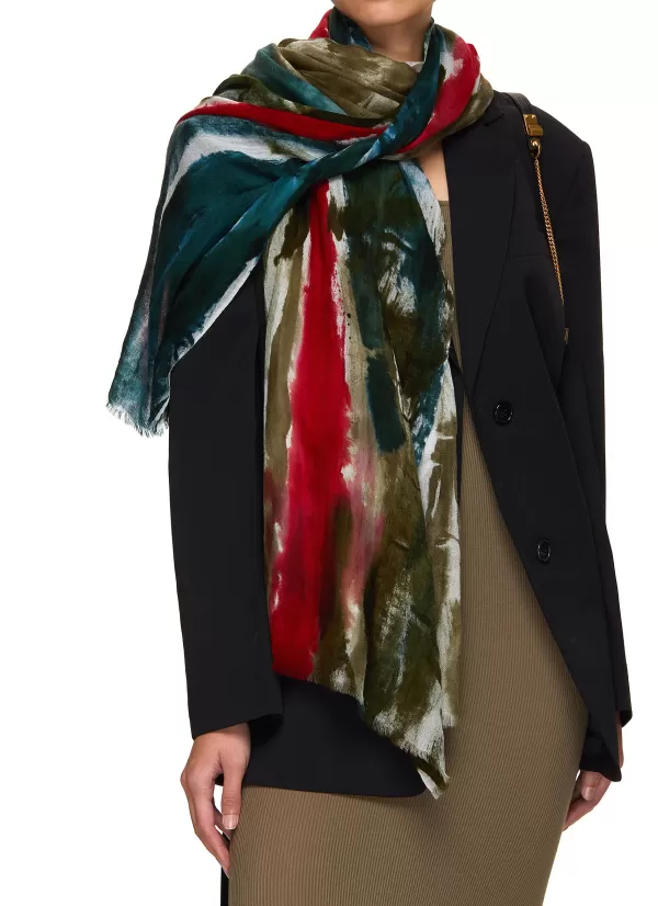 Scarves & Wraps>CASHÀ Hand-Painted Wool Knit Stole