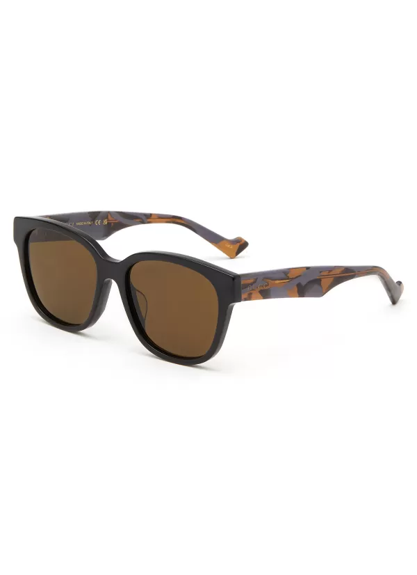 Eyewear>GUCCI Havana Temple Acetate Sunglasses