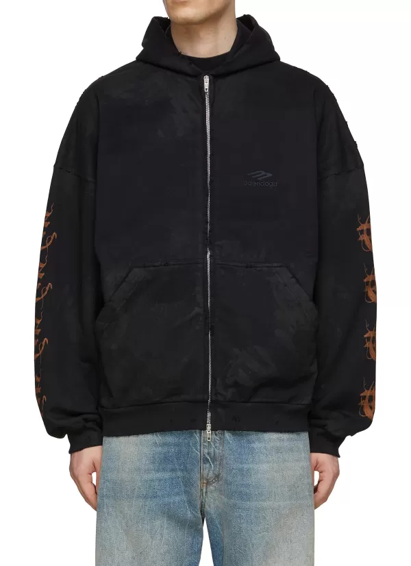 Pullovers & Hoodies>BALENCIAGA Heavy Metal Print Hoodie