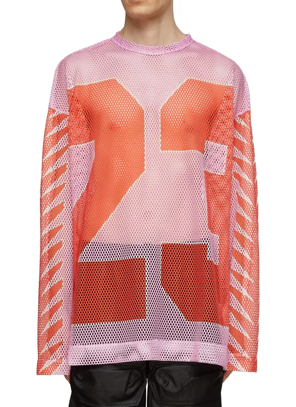 T-Shirts>DRIES VAN NOTEN Hegland 23 Print Oversized Mesh T-Shirt