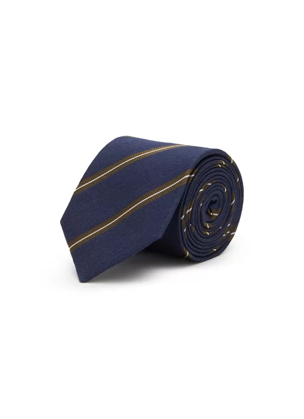 Ties>STEFANOBIGI MILANO Herringbone Contrast Stripe Linen Silk Tie