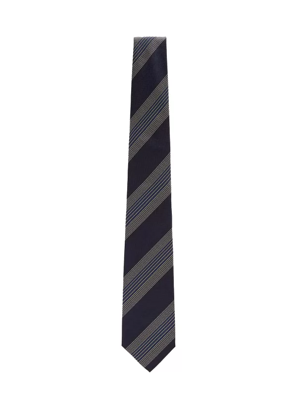 Ties>ISAIA Herringbone Stripe Motif Silk Tie