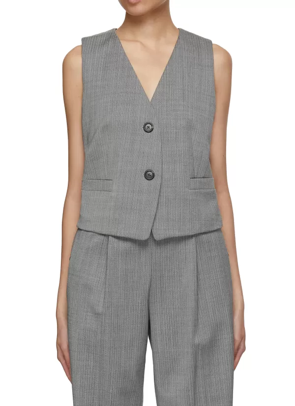 Jackets>HELMUT LANG Herringbone Tuxedo Vest