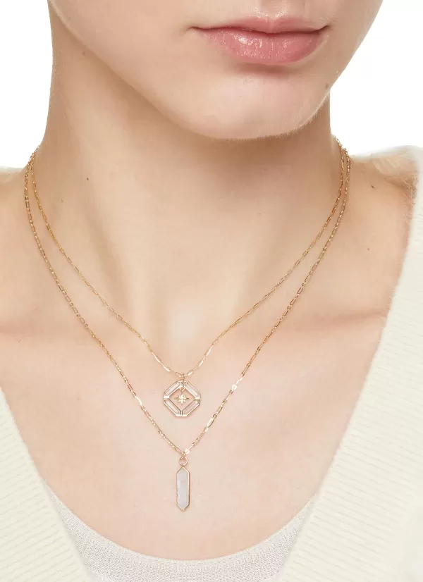 Fashion Jewellery>MÉTIER BY TOMFOOLERY Hexa 9K Gold Moonstone Necklace