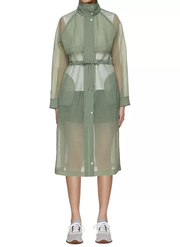 Jackets>PESERICO High Neck Organza Military Coat