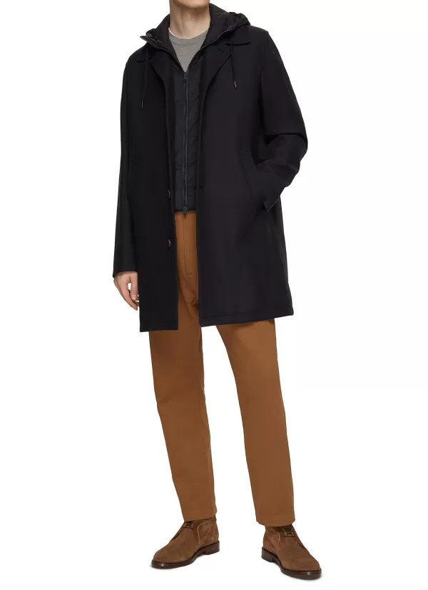 Coats>HERNO Hooded Button Front Coat