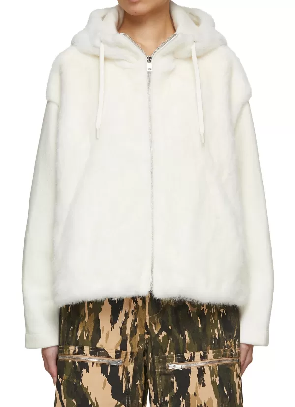 Jackets>YVES SALOMON Hooded Mink Fur Jacket