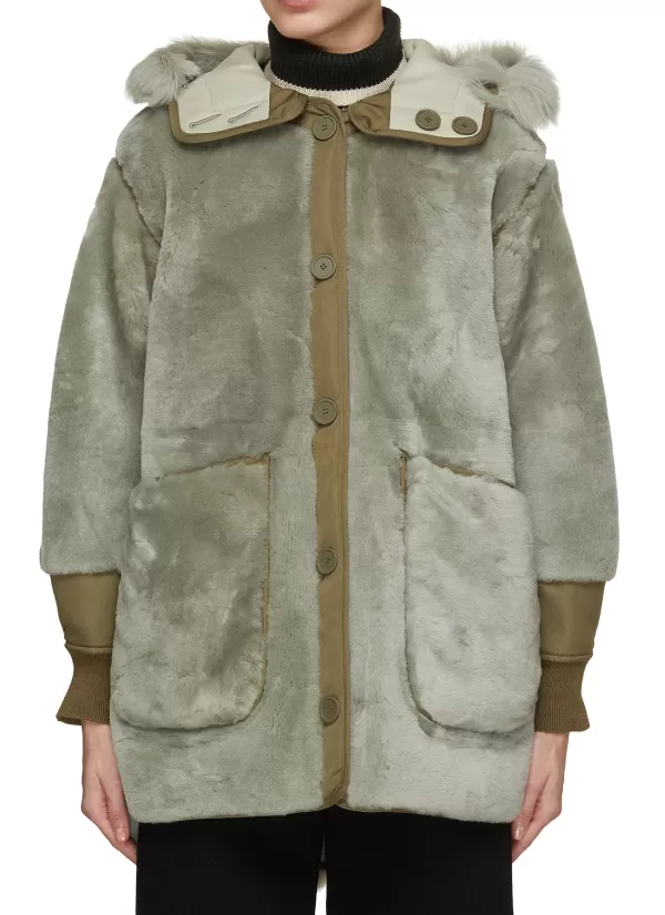 Coats>MARFA STANCE Hooded Reversible Shearling Coat