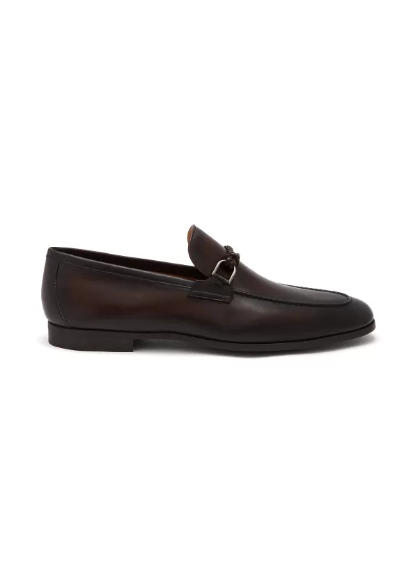 Flats>MAGNANNI Horsebit Detail Leather Loafers