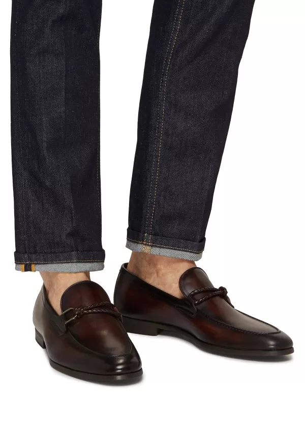 Flats>MAGNANNI Horsebit Detail Leather Loafers