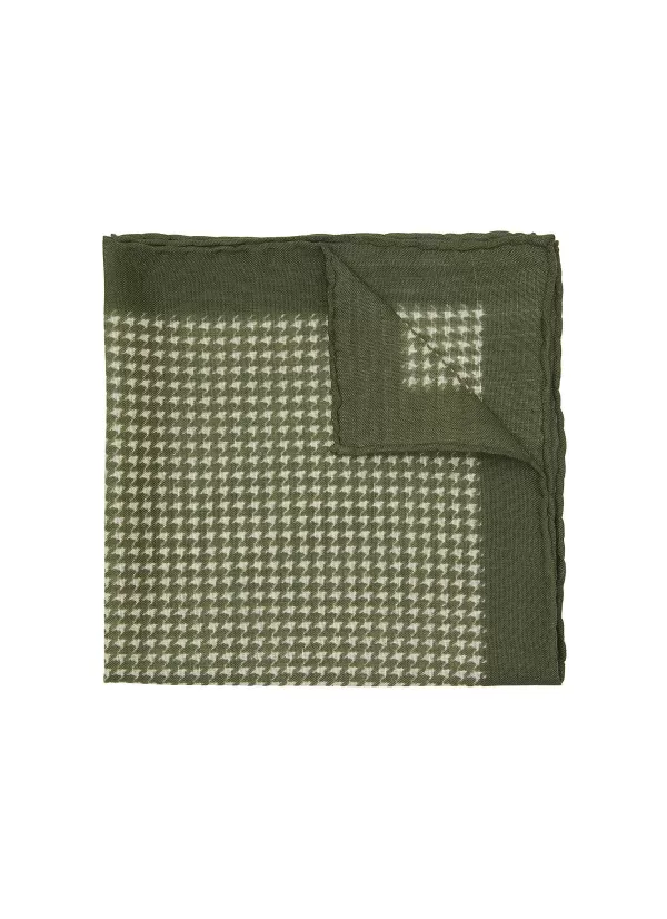 Pocket Squares>STEFANOBIGI MILANO Houndstooth Motif Wool Silk Pocket Square