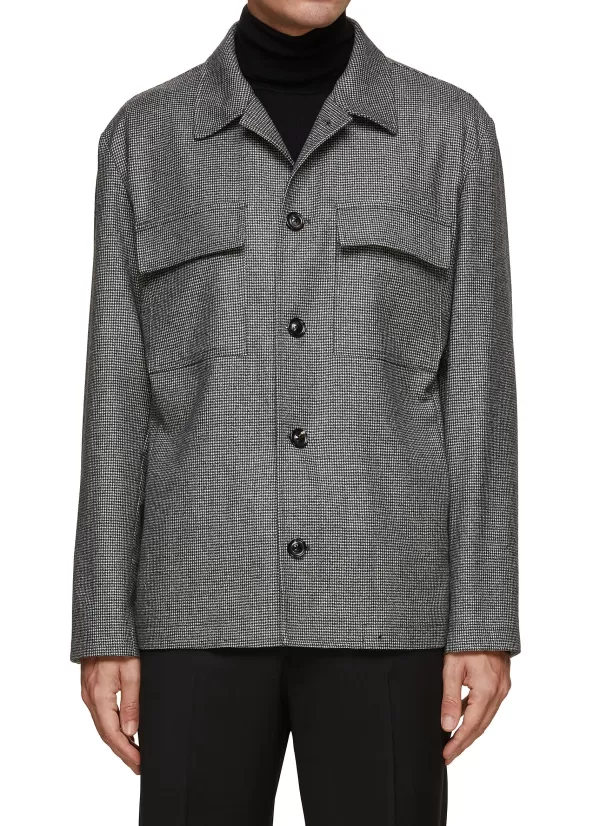 Jackets>LARDINI Houndstooth Shirt Jacket