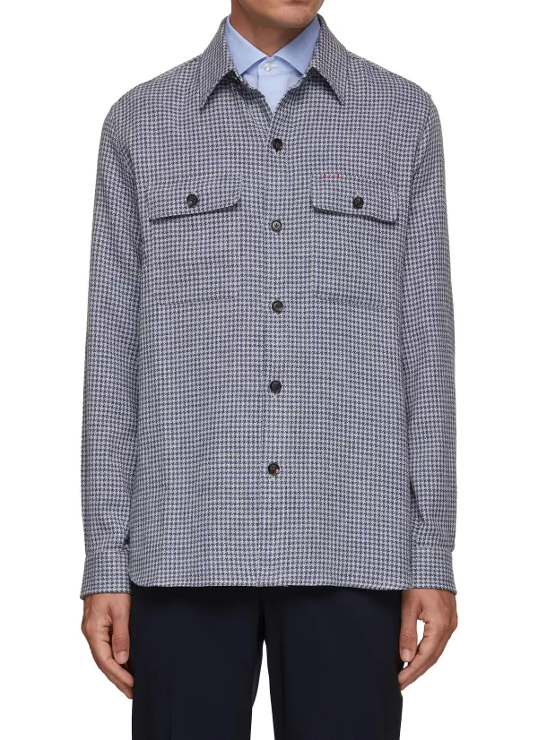 Shirts>ISAIA Houndstooth Shirt Jacket