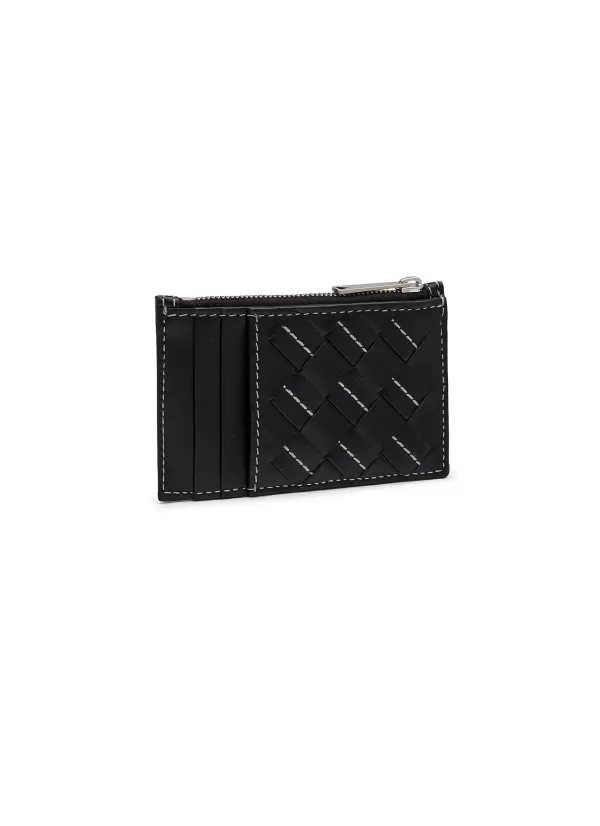 Small Leather Goods>BOTTEGA VENETA Intrecciato 15 Avenue Stitch Leather Zipped Card Case