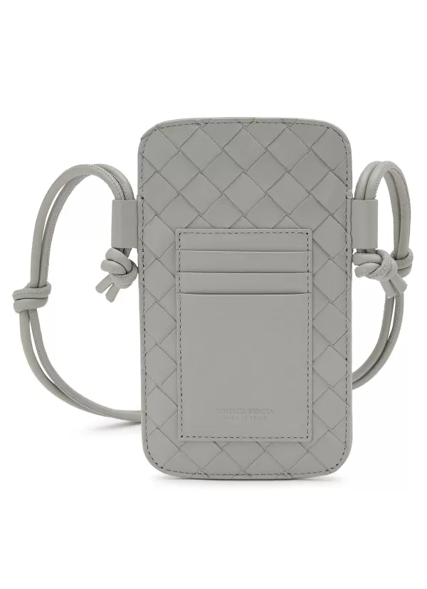 Tech Accessories>BOTTEGA VENETA Intrecciato 15 Leather Iphone Sleeve On Strap