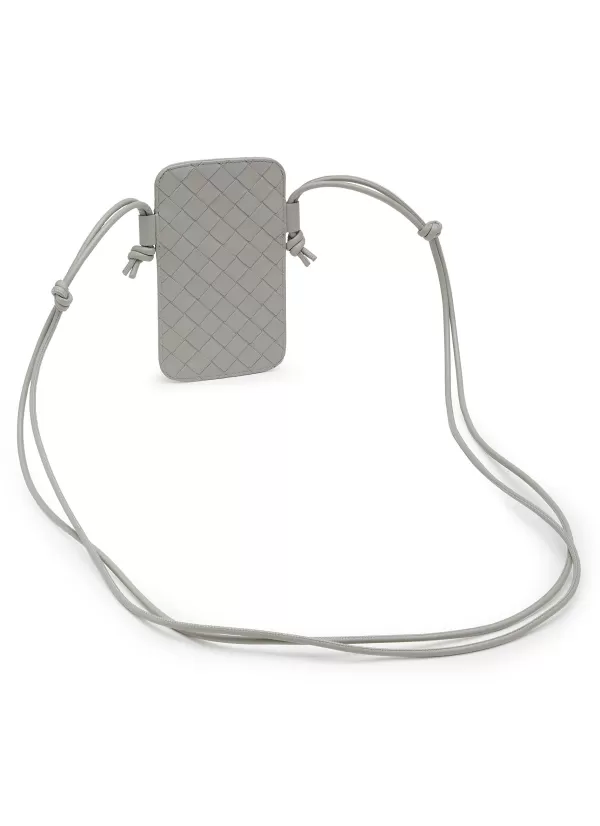 Tech Accessories>BOTTEGA VENETA Intrecciato 15 Leather Iphone Sleeve On Strap