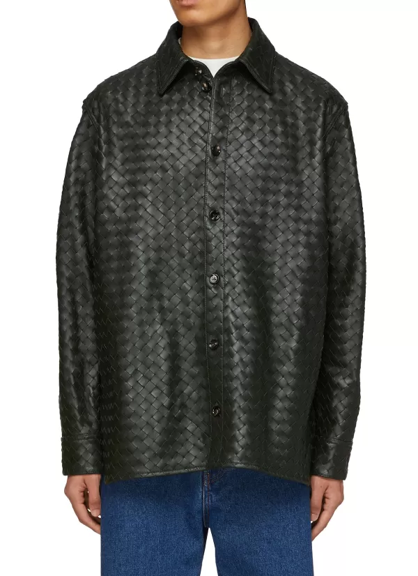 Jackets>BOTTEGA VENETA Intrecciato Leather Jacket