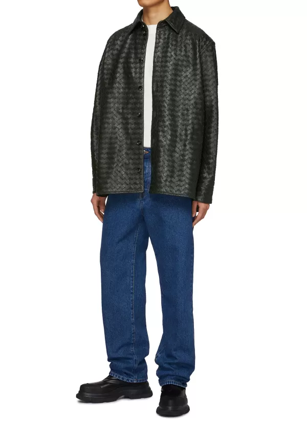 Jackets>BOTTEGA VENETA Intrecciato Leather Jacket