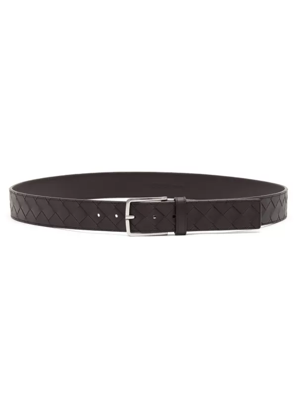 Belts>BOTTEGA VENETA Intrecciato Leather Metal Buckle Belt