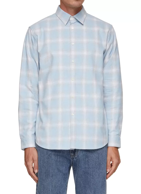 Shirts>THEORY Irving Faded Flannel Shirt