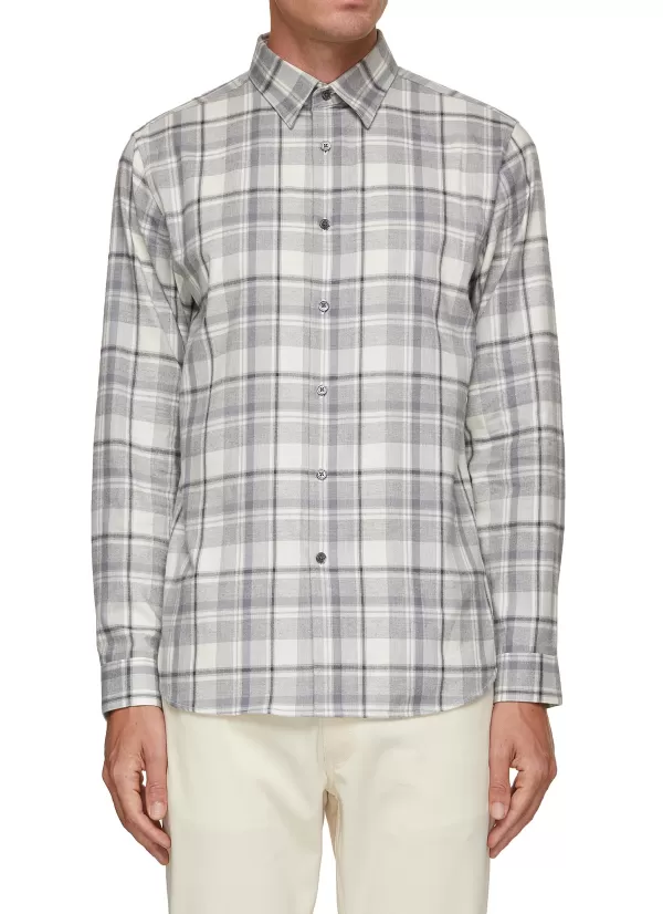 Shirts>THEORY Irving Plaid Cotton Shirt