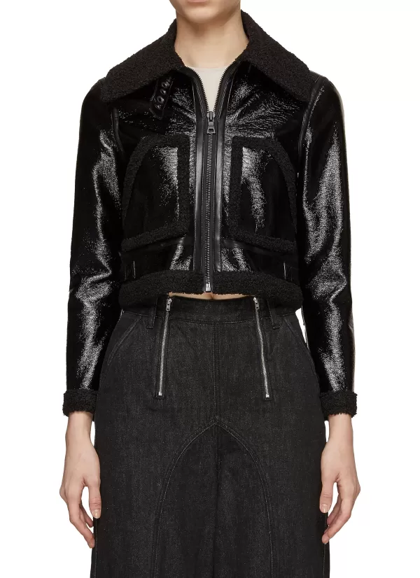 Jackets>ALICE & OLIVIA Isaiah Zip Up Cropped Jacket