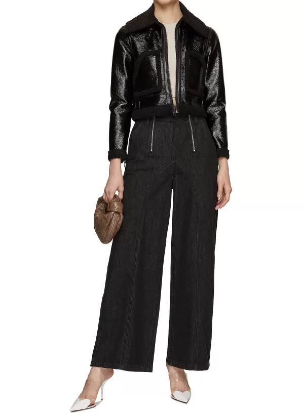 Jackets>ALICE & OLIVIA Isaiah Zip Up Cropped Jacket