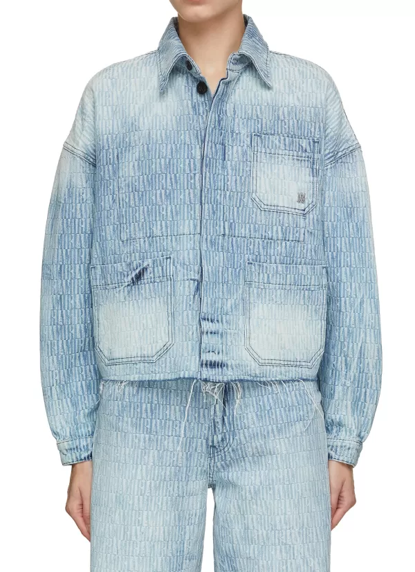 Jackets>AMIRI Jacquard Print Denim Workwear Jacket