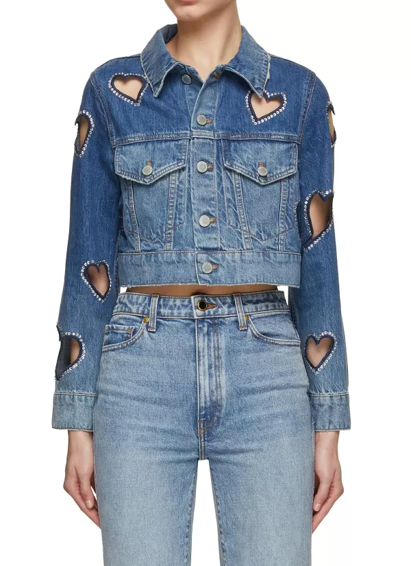 Jackets>ALICE & OLIVIA Jeff Cropped Denim Jacket