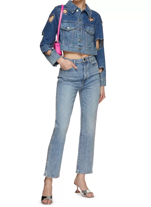 Jackets>ALICE & OLIVIA Jeff Cropped Denim Jacket