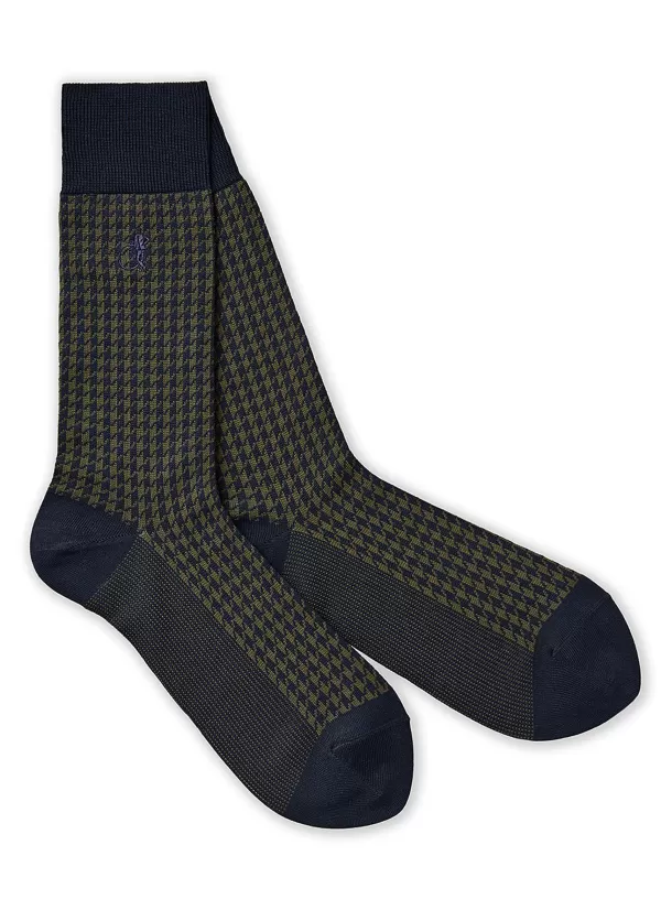 Socks>LONDON SOCK COMPANY Jermyn St. Houndstooth Mid-Calf Socks