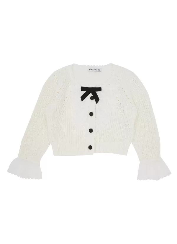 Clothing>SELF-PORTRAIT Kids Lace Bib Knit Cardigan