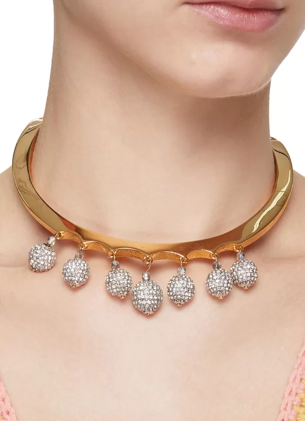 Vintage Accessories>* Kjl Gold Toned Metal Diamante Choker