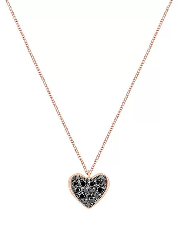 Fine Jewellery>KORLOFF Korlove 18K Rose Gold Black Diamond Heart Pendant Necklace