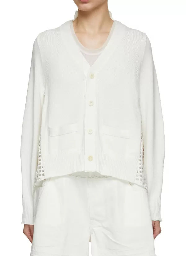 Knitwear>SACAI Lace Back Chunky Knit Cardigan