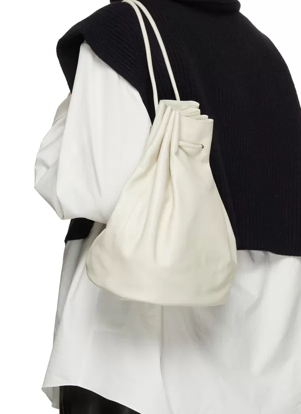 Backpacks>NOTHING WRITTEN Large Drawstring Leather Bucket Bag